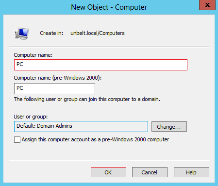 Active Directory add Computer